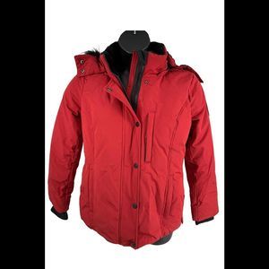Arctic Expedition Down Jacket with Faux Fur Removable Hood Red - Regular